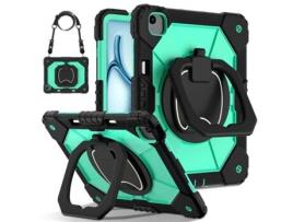  - Capa ZRUXE para Ipad Air 13 2024 Contraste Cor Robô Silicone Híbrido Pc Tablet Case Preto Menta Verde
