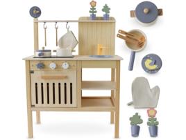 Cozinha Infantil de Madeira 3 Anos Estilo Boho Acessórios Jogos de Imitação Adequado para Jogos de Interior Ou no Jardim MAMABRUM