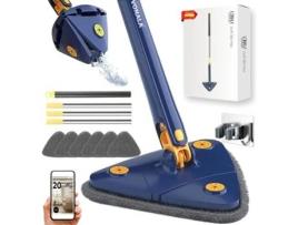 Esfregona Autoenrolável VONALA Swift360 para Limpeza de Azulejos e Paredes Inclui 6 Recargas Esfregona Giratória Triangular 360º