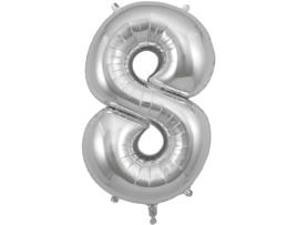 Balão Número 8 de 86cm Prateado