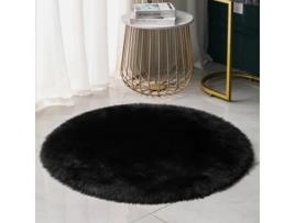 Tapete S de Pele Sintética para Áreas Desgrenhadas para Quarto e Sala de Estar Preto-300Cm LUUCOZK