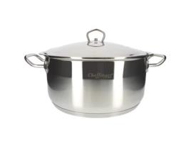 CHEFFINGER Caçarola 32 Cm com Tampa e Alças Ergonômicas em Inox Prateado