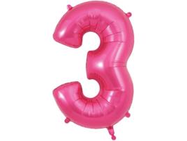 Balão Número 3 de 86cm Rosa
