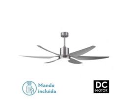 Ventilador Dc Otto 24W 2950Lm Níquel 6 Lâminas Prateadas Reg.X167D 3000-4000-6000K 2 Hastes com Controle Memória e Temporizador FABRILAMP