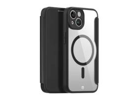 FORCE CASE Capa para Iphone 13 / 14 Folio Reforçada Magsafe Compatível com Suporte para Cartão Preto Transparente