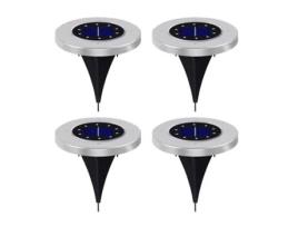 4 Pack Luzes solares exteriores do disco Iluminação impermeável da paisagem da terra compatível com a passagem do passeio do jardim