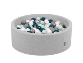 KIDDYMOON Piscina de bolinhas 90X30Cm/200 bolas coloridas de 7Cm para bebês e crianças redondas Cinzento Claro:Turquesa Escura/Cinzento/Branco/Minze