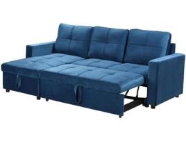Sofá-cama Chaise Longue 215X135 cm Pau Veludo Azul IBERA HOME