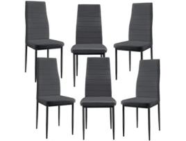 6X Cadeiras de Jantar Estofadas Em Polipele Cinzento Escuro 96X43X52 Cm 030000286 MOBIKASA