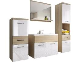Conjunto de Móveis de Banheiro Alba Sonoma/Branco Brilhante BRATEX
