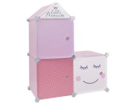 Armazenamento Modular de Guarda-Roupa 3 Cubos para Meninas HOME DECO