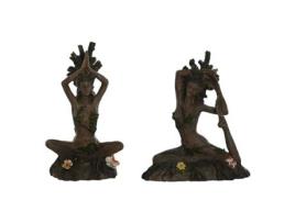 Figura Decorativa HOME ESPRIT Castanho Yoga Índio 13 x 6 x 16 cm (2 Unidades)