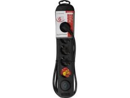 Extensão com 6 Tomadas com Interruptor  37648 1,4 m Preto
