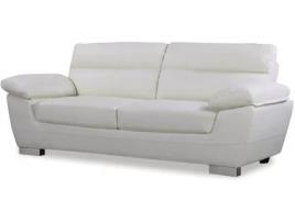 Sofá cuero reconstituido/PVC ''Dallas'' - 3 plazas - Blanco (210 x 88 x 90 cm)