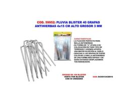 Pluvia blister 40 grapas gal.malla antihi 4x15 cm alto gros 3mm