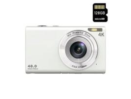 Câmera Compacta Digital KLACK Dc402Af 48Mp Resolução 4K 2 8 Polegadas Tela 128Gb Branco