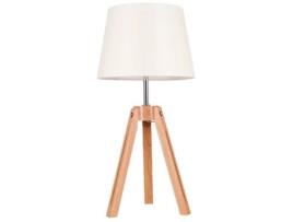 Lâmpada de Mesa Tripod In Madeira Metal Tecido Carvalho Bege 30X30X55,5 Cm EPIKASA
