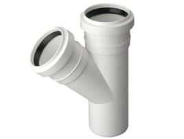 Conector de T de Instalação de Esgoto com Diâmetro de Tubo de 40/40mm e Ângulo de 45 Graus