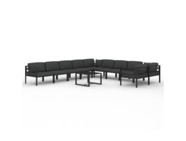 11 Peças Conjunto Lounge Jardim com Almofadões Alumínio Antracite CLICNBUY
