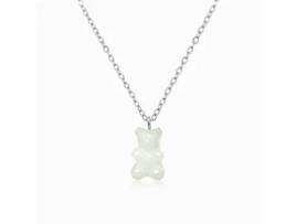 Colar FEIRA DE BIJU Urso 45Cm Aço Inox Prateado