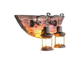 E27 Retro Madeira Maciça Semi-Círculo Cavalo Lanterna Lâmpada de Parede de Ferro Forjado Adequada para Quartos Corredores e Pubs SLD