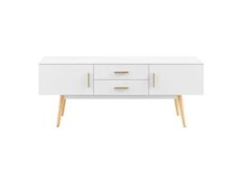 Móvel para TV com 2 Portas e 2 Gavetas Estilo Escandinavo 140X40X56 cm Branco 030005867 MOBIKASA