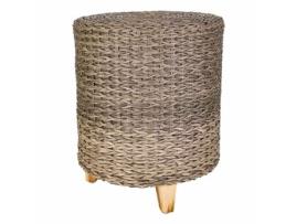 Banqueta ALEXANDRA HOUSE LIVING Cinzento Madeira Rotim sintético 40 x 48 x 40 cm