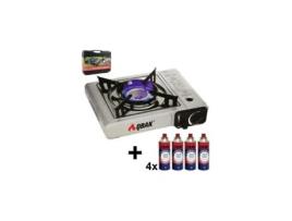 Fogão fogão a gás portátil 1 boca fogão a gás camping + 4 Cartuchos 227gr QBAK