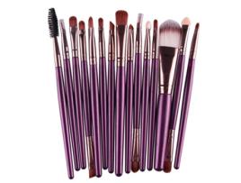 Pincel de Maquiagem VENIYSMLIS Roxo Haste Castanho Tubo 15 Peças