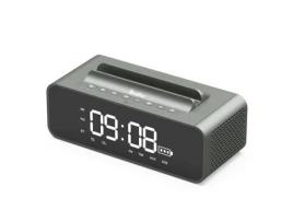 Alto-Falante Duplo Com Relógio Bluetooth Suporte Para Celular Despertador Com Espelho Led ZMING