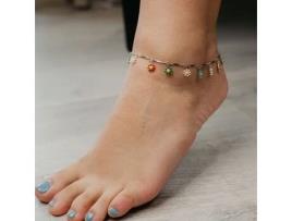 Pulseira de Tornozelo THE COLOURFUL AURA Colourful Rainbow Sun Flower Charms Indie Boho Daisy Floral Summer