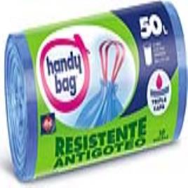 Sacos de Lixo Handy Bag Antigotejamento Antibacteriano (10 x 50 L)