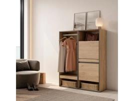 Roupeiro Aberto 120X145X35 Cm para Quarto Dormitório Sapateira Carvalho SKRAUT HOME