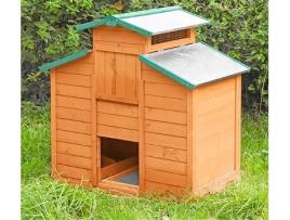 Gallinero Halifax para 3-4 Gallinas - Madera Tratada para Exteriores - Muy Práctico - Los 2 Paneles del Tejado se Levantan de Forma Independiente - Bandeja Extraíble