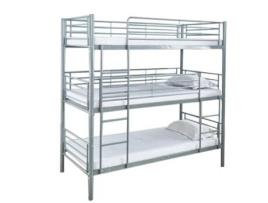 Beliche Triplo 90Cm Metal Cinza 1 Colchão 90X190Cm SALDOSYSTOCKS