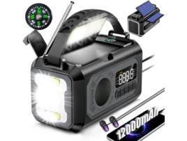 Rádio Meteorológico de Emergência com Manivela e Lanterna Sos Alerta Bússola Luz de Leitura para Uso Exterior SIURN