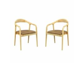 Conjunto de 2 Poltronas em Madeira e Pele Vegana Ydalia IBERA HOME