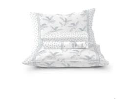 Conjunto Lençóis Algodão 220X280Xm Branco E Azul Larim