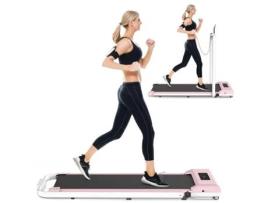 Passadeira Dobrável BIGZZIA Motorizada 1-10 Km/H 0 75Hp Tela Lcd Carga Máxima 120 kg com Apoio de Braço Rosa