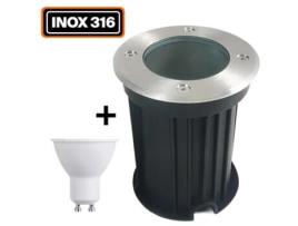 Foco Recesso Piso Redondo Exterior Lâmpada Ip65 7W Gu10 Branco Neutro 4000K EUROPALAMP