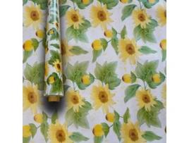 Rolo de 20 Metros A140Cm de Toalha de Mesa em Oleado de Pvc para Residências Festas Pizzarias Girassóis com Verde TEYKOS