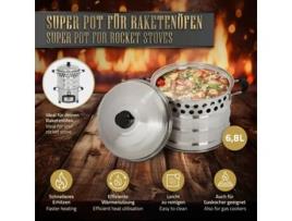 Panela Super Pot para Forno Foguetão 6.8L Ø 24 Cm em Aço Inoxidável BBQ#BOSS
