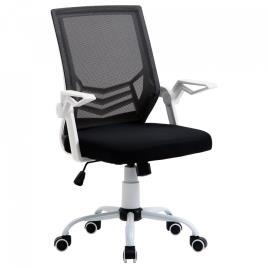 Vinsetto Cadeira de Escritório Ergonômica Giratória com Altura Ajustável Apoio para os Braços Dobrável Suporte Lombar e Encosto Transpirável 62,5x55x94-104cm Preto