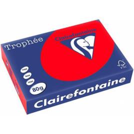 Clairefontaine Papel Cópia, Laser e Jato de Tinta Trophée, A4, 80 g/m², Vermelho Intenso,  Resma 500 Folhas