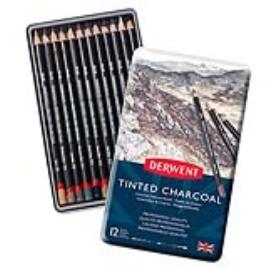 Derwent Lápis de Carvão com Cor, 12 Unidades, Caixa de Metal