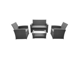 Conjunto de Jardín Comino En Resina Trenzada Gris 4 Plazas- Cojines Gris HAPPY GARDEN