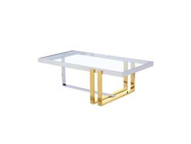 Mesa de Centro ROMIMEX Dourado Prateado Aço inoxidável Vidro temperado 120 x 40 x 60 cm