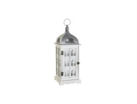 Lanterna Dkd Home Decor Acabamento Envelhecido Branco Cinzento Madeira Cristal Mediterrâneo 19 X 19 X 51 Cm