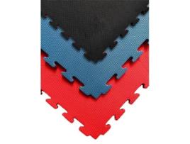 Quebra-cabeça de tatame 1x1m | Tapete de borracha EVA reversível para exercícios com toque de Vermelho Vermelho/Azul (Reversível) 4 cm - x10 azulejos
