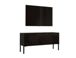 Móvel de Tv em Preto Mate com Pernas Retas em Preto D: L: 100 Cm A: 52 Cm D: 32 Cm 3XELIVING